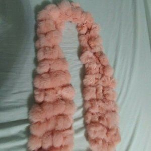 Real Rabbit Fur Pom Pom Scarf